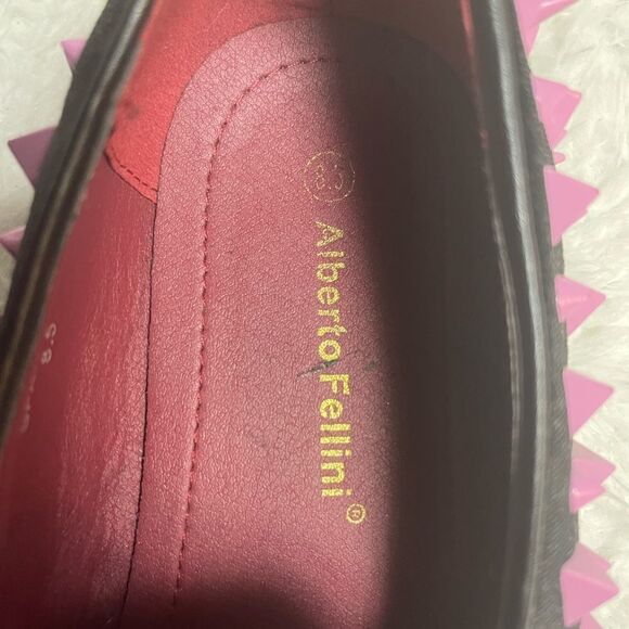Alberto Fellini Men's synthetic black suede pink Spike Dress Loafers SZ8.5 - Picture 13 of 13